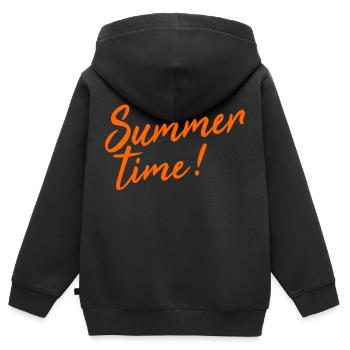 Heure d'été! - Sweat Premium à capuche zippé enfant bio - noir - Dos - AI Model Kid Male (0cm)