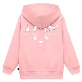 Un Deux Trois Cat - Sweat Premium à capuche zippé enfant bio - rose - Dos - AI Model Kid Female (0cm)