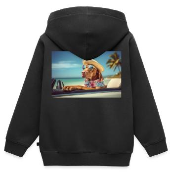 Cooler Magyar Vizsla mit Sonnenbrille - Kinder Premium Organic Zip Hoodie - Schwarz - Hinten - AI Model Kid Male (0cm)