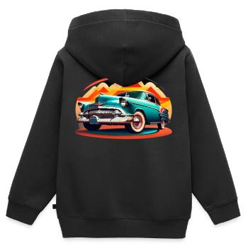 Amerikanischer Oldtimer American Classic Car - Kinder Premium Organic Zip Hoodie - Schwarz - Hinten - AI Model Kid Male (0cm)