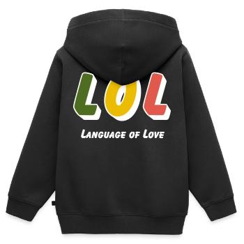 LOL - Language of Love - Kinder Premium Organic Zip Hoodie - Schwarz - Hinten - AI Model Kid Male (0cm)