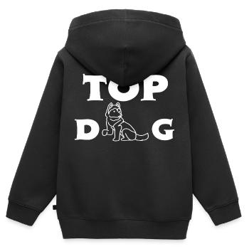 TOP DOG - Kinder Premium Organic Zip Hoodie - Schwarz - Hinten - AI Model Kid Male (0cm)