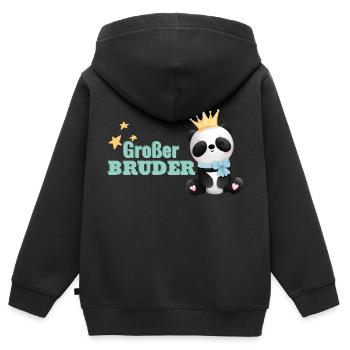 Großer Bruder Panda - Kinder Premium Organic Zip Hoodie - Schwarz - Hinten - AI Model Kid Male (0cm)