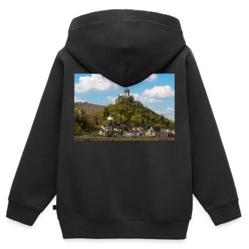 Reichsburg Cochem Rheinland - Kinder Premium Organic Zip Hoodie - Schwarz - Hinten - AI Model Kid Male (0cm)
