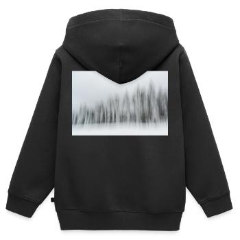 Une rangée de conifères enneigés dans un paysage hivernal en m - Sweat Premium à capuche zippé enfant bio - noir - Dos - AI Model Kid Male (0cm)