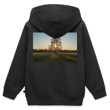 Entre les deux - Sweat Premium à capuche zippé enfant bio - noir - Dos - AI Model Kid Male (0cm)
