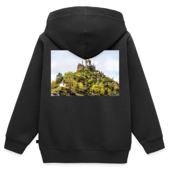 Reichsburg Cochem Rheinland - Kinder Premium Organic Zip Hoodie - Schwarz - Hinten - AI Model Kid Male (0cm)