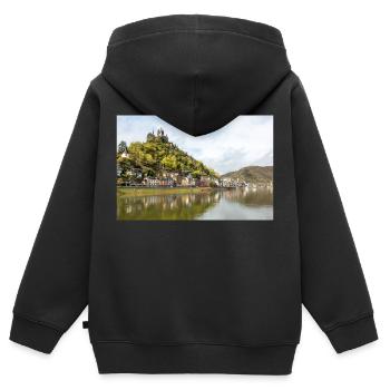 Reichsburg Cochem Rheinland - Kinder Premium Organic Zip Hoodie - Schwarz - Hinten - AI Model Kid Male (0cm)