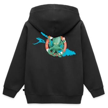 "See you at Bodensee" - Lustiges Motiv mit Oktopus - Kinder Premium Organic Zip Hoodie - Schwarz - Hinten - AI Model Kid Male (0cm)