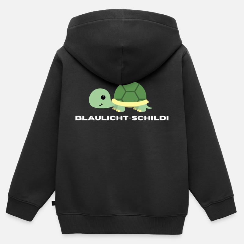 Blaulicht-Schildi | Geschenk, Geschenkidee - Kinder Premium Organic Zip Hoodie - Schwarz