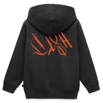 Fischerhut mit der Aufschrift Cash - Kinder Premium Organic Zip Hoodie - Schwarz - Hinten - AI Model Kid Male (0cm)