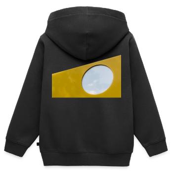 Le trou dans le mur jaune et le ciel bleu - Sweat Premium à capuche zippé enfant bio - noir - Dos - AI Model Kid Male (0cm)