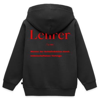 Lehrer Definition - Kinder Premium Organic Zip Hoodie - Schwarz - Hinten - AI Model Kid Male (0cm)