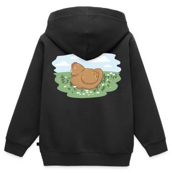 Glucke - Kinder Premium Organic Zip Hoodie - Schwarz - Hinten - AI Model Kid Male (0cm)