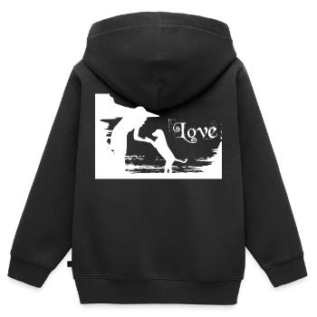 Dog Hund - Kinder Premium Organic Zip Hoodie - Schwarz - Hinten - AI Model Kid Male (0cm)