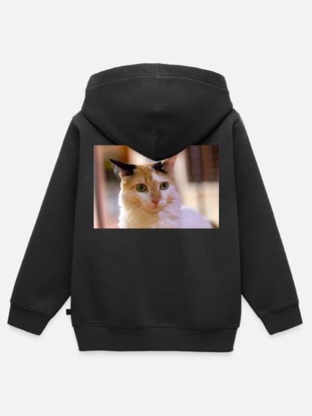 chat - Hoodie Premium med dragkedja barn ekologisk - svart