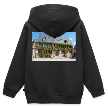 Rathaus Quedlinburg Sachsen-Anhalt - Kinder Premium Organic Zip Hoodie - Schwarz - Hinten - AI Model Kid Male (0cm)