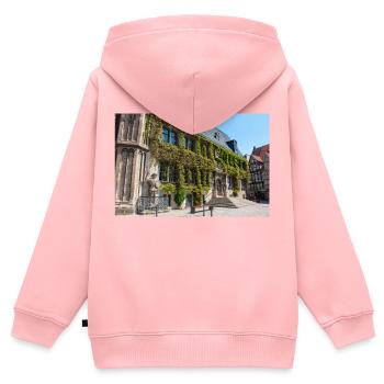 Rathaus Quedlinburg Sachsen-Anhalt - Kinder Premium Organic Zip Hoodie - Rosa - Hinten - AI Model Kid Female (0cm)