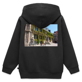 Rathaus Quedlinburg Sachsen-Anhalt - Kinder Premium Organic Zip Hoodie - Schwarz - Hinten - AI Model Kid Male (0cm)