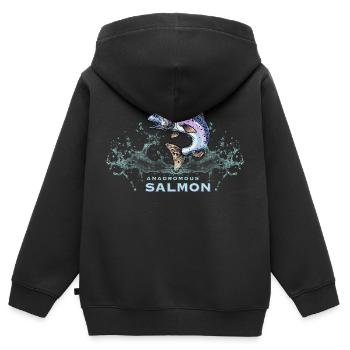 Pike IT Salmon Fishing - Kids Premium Organic Zip-up Hoodie - black - Back - AI Model Kid Male (0cm)