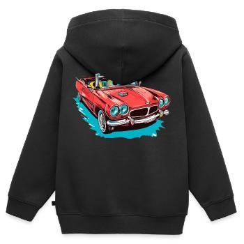 Cabriolet rouge - Sweat Premium à capuche zippé enfant bio - noir - Dos - AI Model Kid Male (0cm)