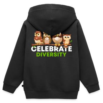 Célébrez la diversité Oiseaux de proie nocturnes en - Sweat Premium à capuche zippé enfant bio - noir - Dos - AI Model Kid Male (0cm)