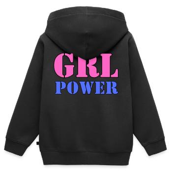Girl power - Kids Premium Organic Zip-up Hoodie - black - Back - AI Model Kid Male (0cm)