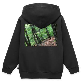 Wald Baum Bäume wandern Natur Förster Poster - Kinder Premium Organic Zip Hoodie - Schwarz - Hinten - AI Model Kid Male (0cm)