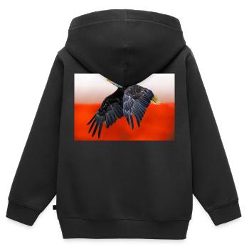 Aigle polonais sur fond de drapeau national. - Sweat Premium à capuche zippé enfant bio - noir - Dos - AI Model Kid Male (0cm)