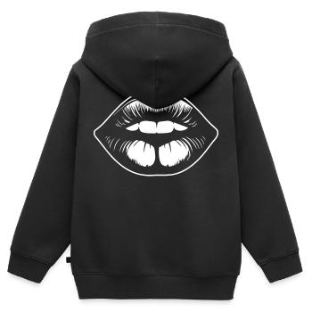 Lippen Mund Kussmund - Kinder Premium Organic Zip Hoodie - Schwarz - Hinten - AI Model Kid Male (0cm)