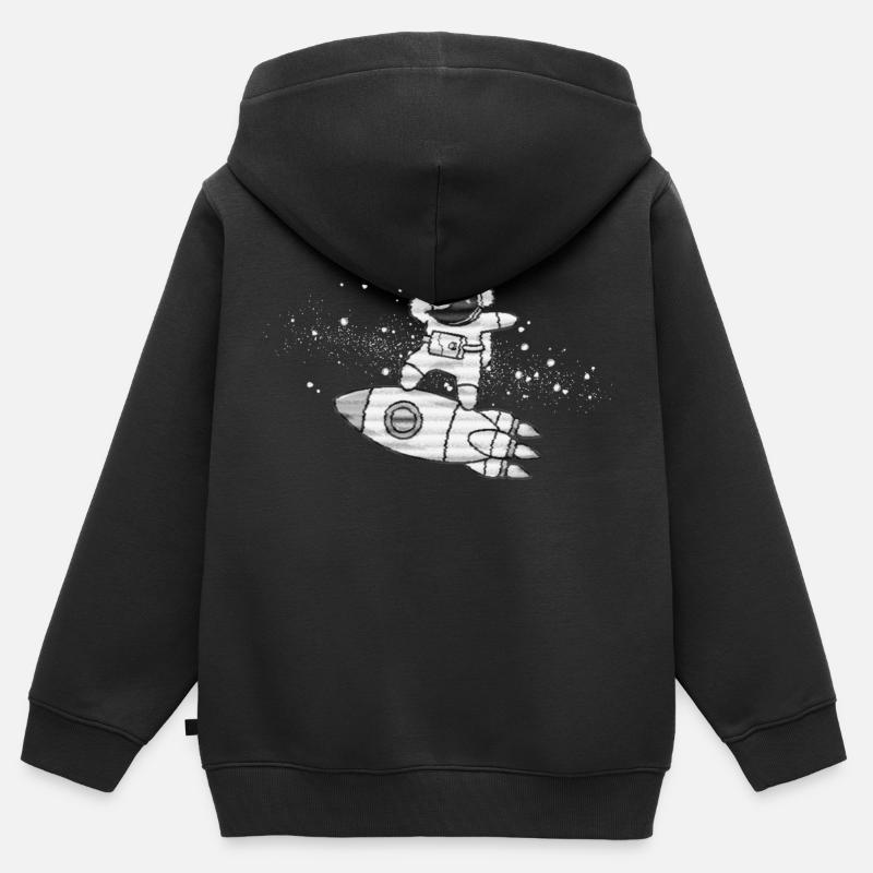Rocket Travel Un cadeau pour les fans de l’espace - Sweat Premium à capuche zippé enfant bio - noir