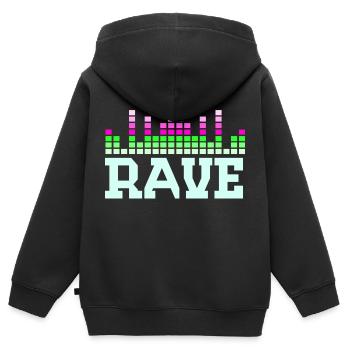 Rave-Zitate - Kinder Premium Organic Zip Hoodie - Schwarz - Hinten - AI Model Kid Male (0cm)