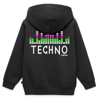Techno für immer - Kinder Premium Organic Zip Hoodie - Schwarz - Hinten - AI Model Kid Male (0cm)