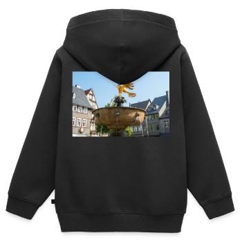 historischer Brunnenmarkt Goslar (Marktbrunnen) - Kinder Premium Organic Zip Hoodie - Schwarz - Hinten - AI Model Kid Male (0cm)