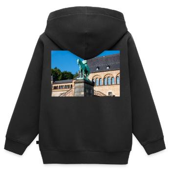 Reiterstandbild Wilhelms I. in der Kaiserpfalz - Kinder Premium Organic Zip Hoodie - Schwarz - Hinten - AI Model Kid Male (0cm)