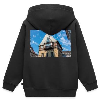 historische Bäckergilde Goslar - Kinder Premium Organic Zip Hoodie - Schwarz - Hinten - AI Model Kid Male (0cm)