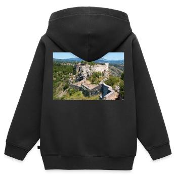 Festung Knin (Kninska tvrđava) Kroatien - Kinder Premium Organic Zip Hoodie - Schwarz - Hinten - AI Model Kid Male (0cm)