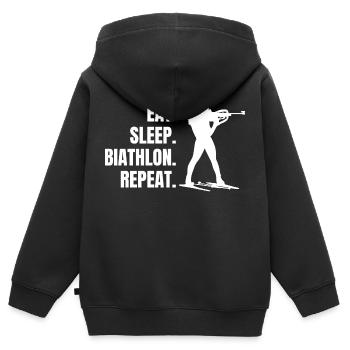 Biathlon Wintersport Geschenk Skifahrer Biathlet - Kinder Premium Organic Zip Hoodie - Schwarz - Hinten - AI Model Kid Male (0cm)