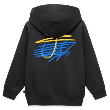 Abstrakte ukrainische Kunst - Kinder Premium Organic Zip Hoodie - Schwarz - Hinten - AI Model Kid Male (0cm)
