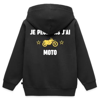 je peux pas j'ai moto - Sweat Premium à capuche zippé enfant bio - noir - Dos - AI Model Kid Male (0cm)