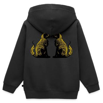 cats - Kinder Premium Organic Zip Hoodie - Schwarz - Hinten - AI Model Kid Male (0cm)