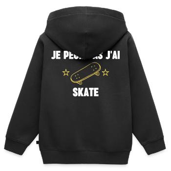je peux pas j'ai skate - Sweat Premium à capuche zippé enfant bio - noir - Dos - AI Model Kid Male (0cm)