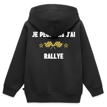 je peux pas j'ai rallye - Sweat Premium à capuche zippé enfant bio - noir - Dos - AI Model Kid Male (0cm)