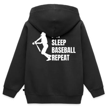 Joueur de baseball Équipe de baseball Baseballer - Sweat Premium à capuche zippé enfant bio - noir - Dos - AI Model Kid Male (0cm)