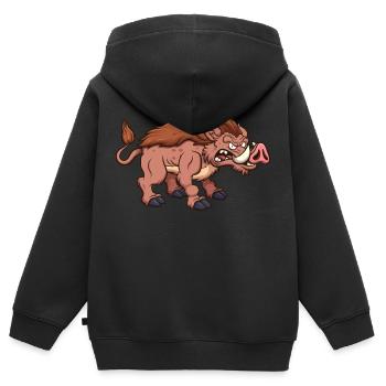 Sanglier - Sweat Premium à capuche zippé enfant bio - noir - Dos - AI Model Kid Male (0cm)