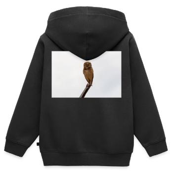 la chouette - Sweat Premium à capuche zippé enfant bio - noir - Dos - AI Model Kid Male (0cm)