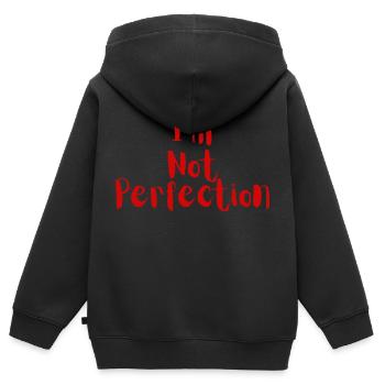 Ich bin nicht perfekt - Kinder Premium Organic Zip Hoodie - Schwarz - Hinten - AI Model Kid Male (0cm)