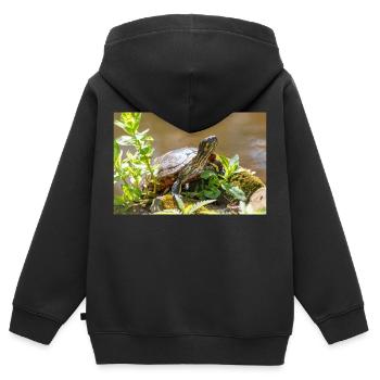 Yellow-bellied slider Gelbbauch-Schmuckschildkröte - Kinder Premium Organic Zip Hoodie - Schwarz - Hinten - AI Model Kid Male (0cm)