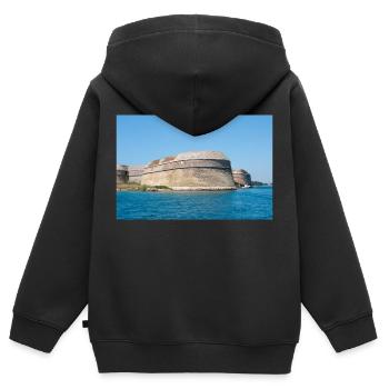 Festung des Hl. Nikolaus, Šibenik-Knin, Kroatien - Kinder Premium Organic Zip Hoodie - Schwarz - Hinten - AI Model Kid Male (0cm)