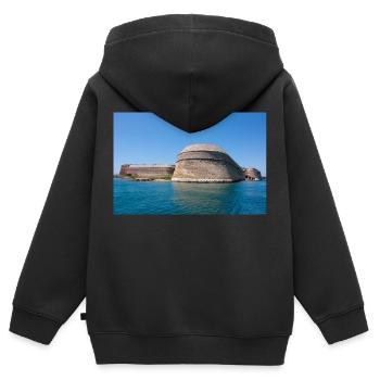 Festung des Hl. Nikolaus, Šibenik-Knin, Kroatien - Kinder Premium Organic Zip Hoodie - Schwarz - Hinten - AI Model Kid Male (0cm)